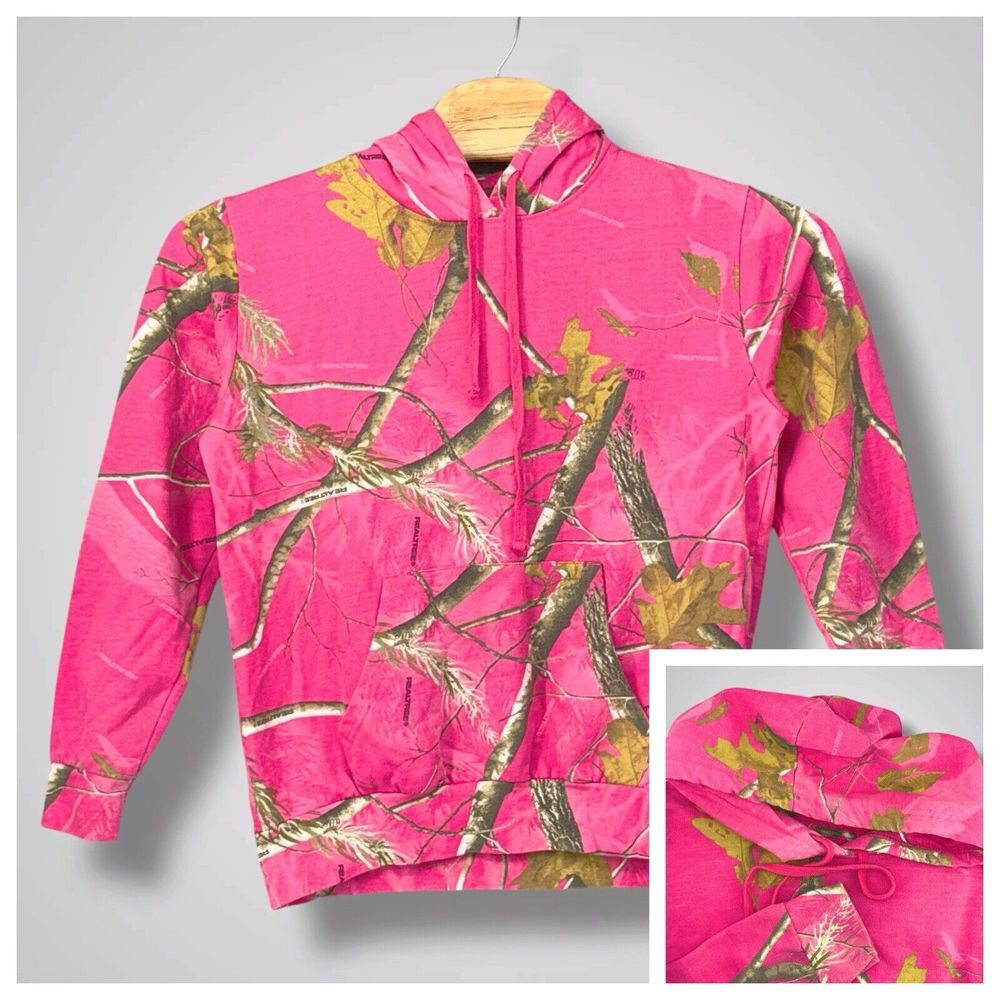 Realtree Pink Camo Hoodie Pullover Long Sleeve L/G (12-14) Girls or Women